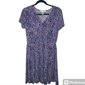 Wisp‎ Nicola knit dress navy with small  Floral print Romantic Smocked Waist